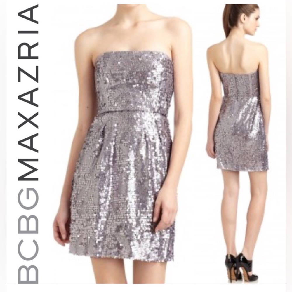 BCBG MAXAZRIA Carole Sequin Strapless Mini Dress Lilac Mist Size 2 NWOT